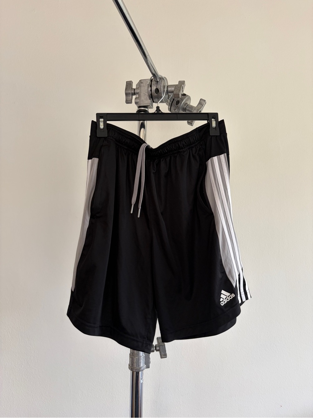 adidas Black Athletic Shorts with White Side Stripes
